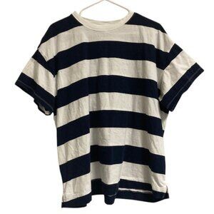 Women's OLD NAVY Navy Blue & White Striped Vintage Crew-Neck T-Shirt XL Tall